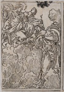 Cerere si lamenta presso Giove della morte di Agostino Carracci (da I funerali d'Agostino Carracci fatto in Bologna sua patria da gl'incamminati Accademici, Bologna, Benacci, 1603)